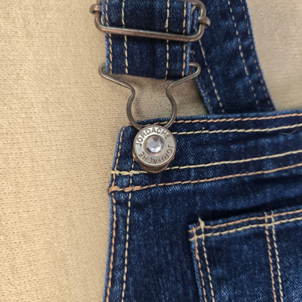 Jordache Girls Overalls Bedazzled Bling Stars Studs Medium Wash Large 10/12 - Picture 5 of 10